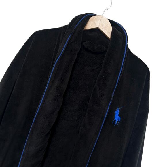 Polo Ralph Lauren Black Fuzzy Robe Mens OS - Picture 2 of 5